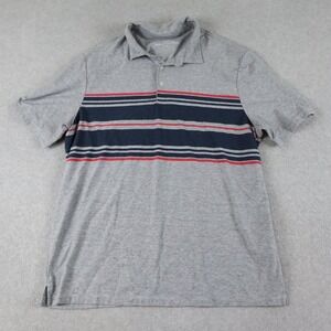 Vineyard Vines Polo Shirt Mens Large Edgartown Casual Gray Striped Short Sleeve